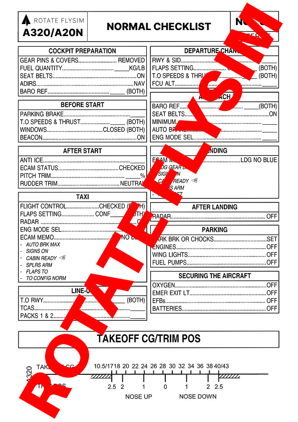 Rotate Flysim Normal Checklist